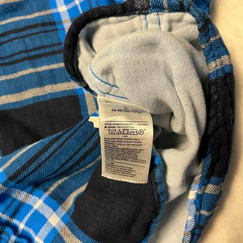 Banana Republic 2 Layer Flannel Untucked Slim Fit Men's L Blue & White Nautical - Picture 4 of 9